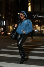 Street Style Washed Denim Hoodie