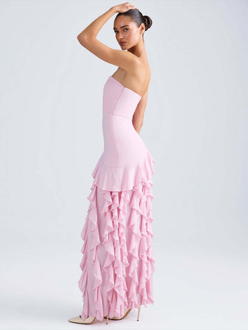 Party Dress Off The Shoulder Ruffles Asymmetrical Maxi Dress
