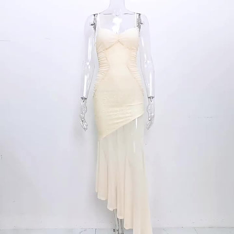 Vestido ajustado de encaje con volantes, plisado, tirantes finos, espalda descubierta, para fiesta de cumpleaños, midi. 