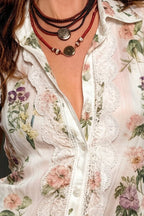 Light Mercerized Floral Lace Blouse