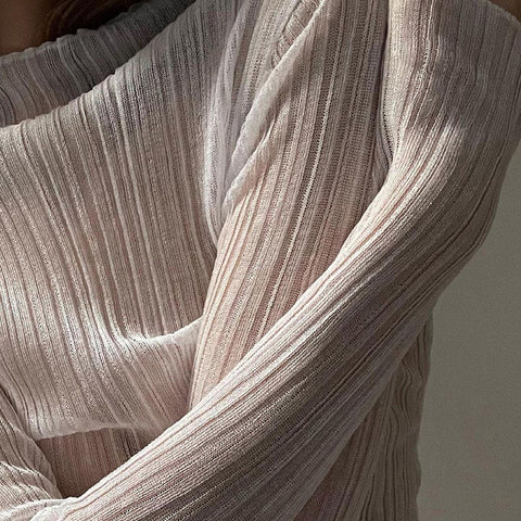 Otoño 2024, elegantes camisetas transparentes de manga larga con cuello alto para mujer, moda urbana, camisetas sexys, ropa ajustada 