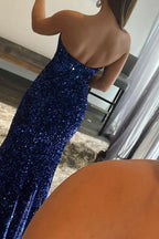 Mermaid Royal Sequin Strapless Prom Dress