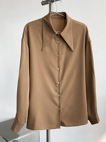 Blusa elegante de manga larga en tres colores lisos 