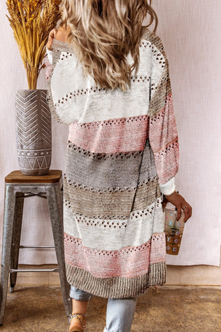 Prenda exterior informal con cuello tipo cárdigan ahuecado y patchwork 