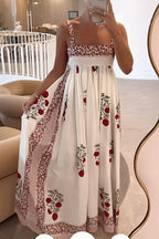 High Waist Floral Tank Swing Boho Dress