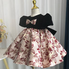 Blumenmädchenkleid, Kleinkind-Kommunionkleid, Festkleid mit Schleife, flauschiges Prinzessinnenkleid 