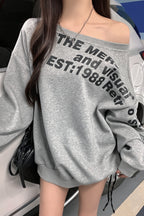 Off Shoulder Letter Print Sweatshirt
