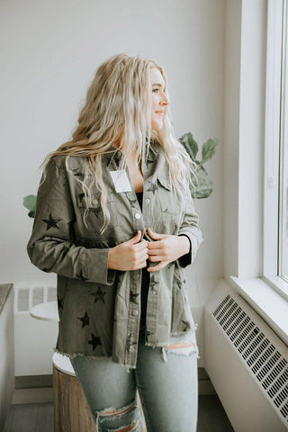 Chaqueta vaquera holgada de longitud media para mujer 