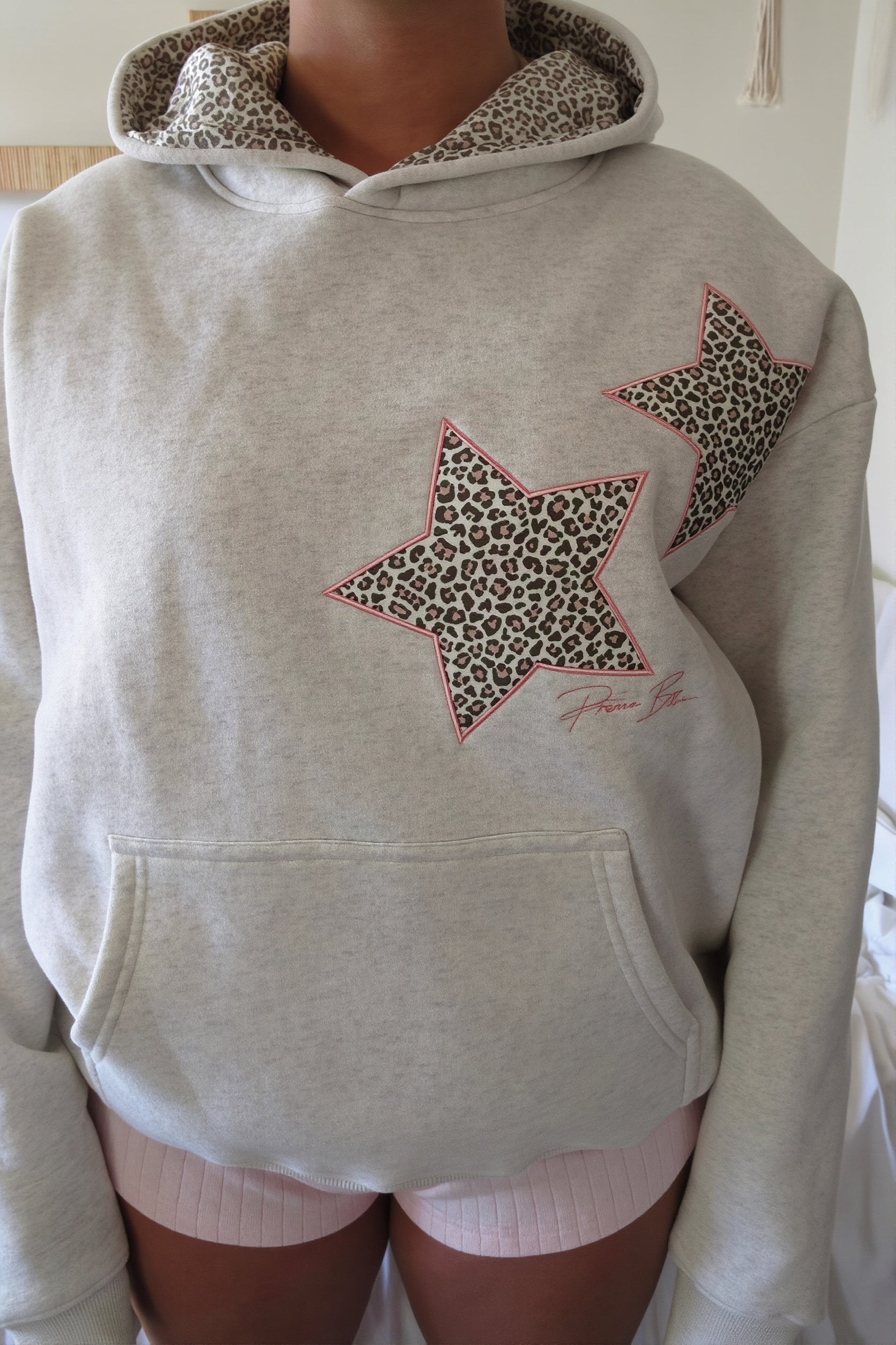 Star Embroidered Loose Pullover Hoodie