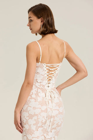 Amanda Maxikleid aus Spitze mit Blumenstickerei 