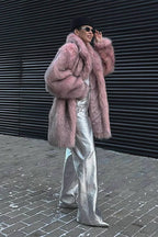 Faux Fur Plush Warm Open Front Coat