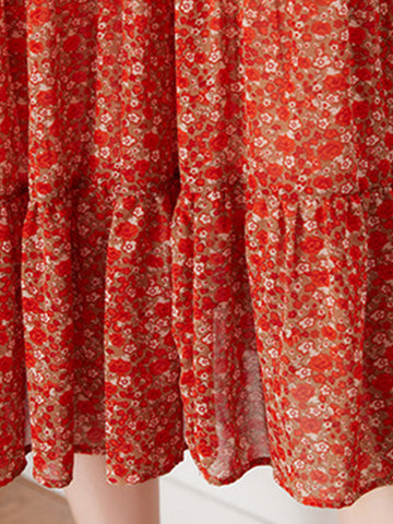 Alexis Vintage Chiffonkleid mit Rüschen und Blumenmuster 