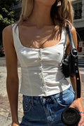 Y2K Button Slim Vest Tank Top
