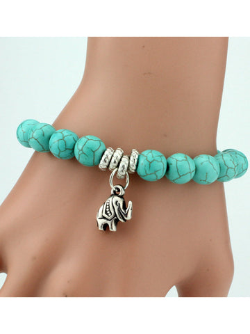 Pulsera de cruz de elefante de moda turquesa 