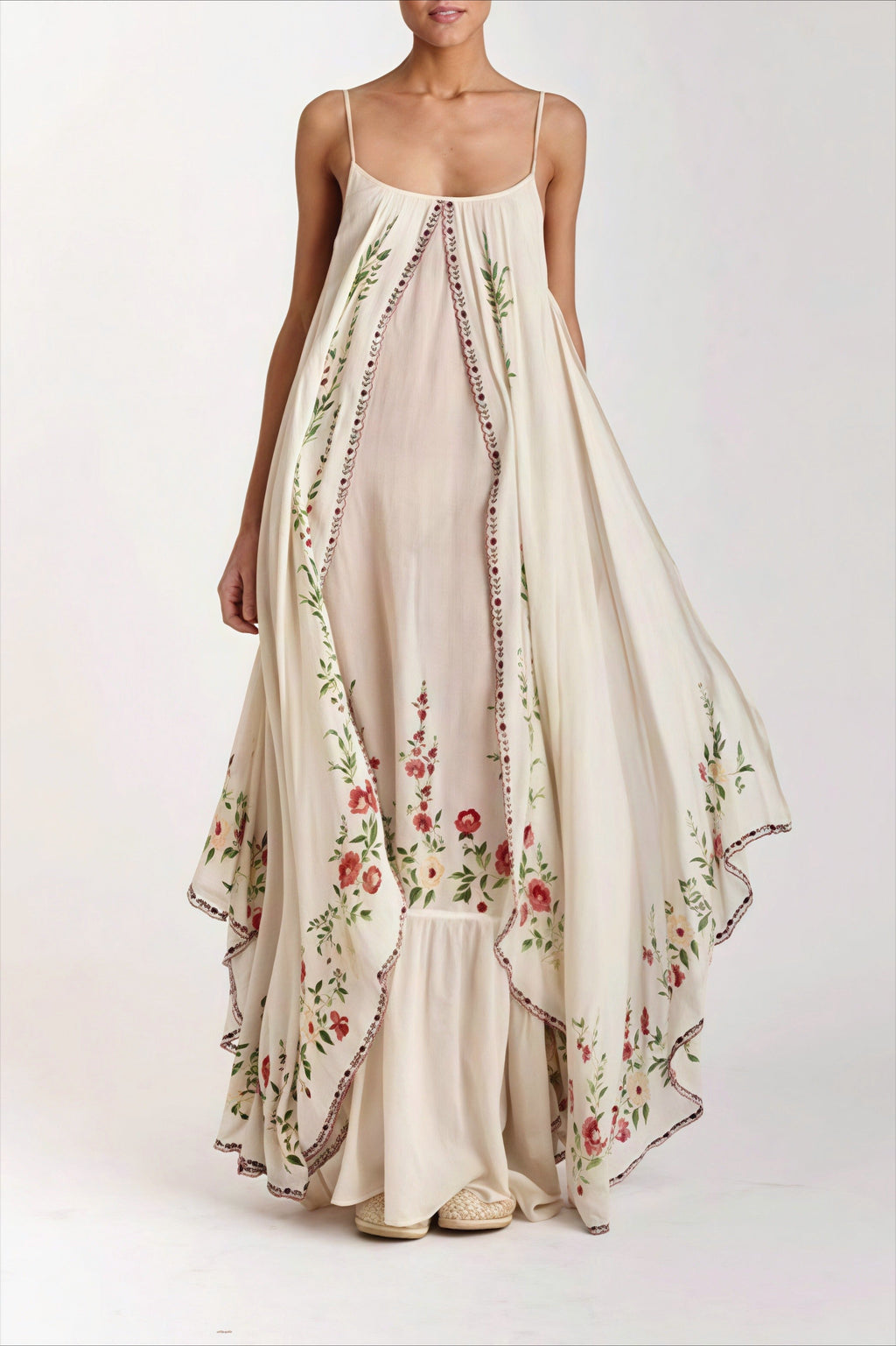 Print Tube Cami Flowy Hem Maxi Dress