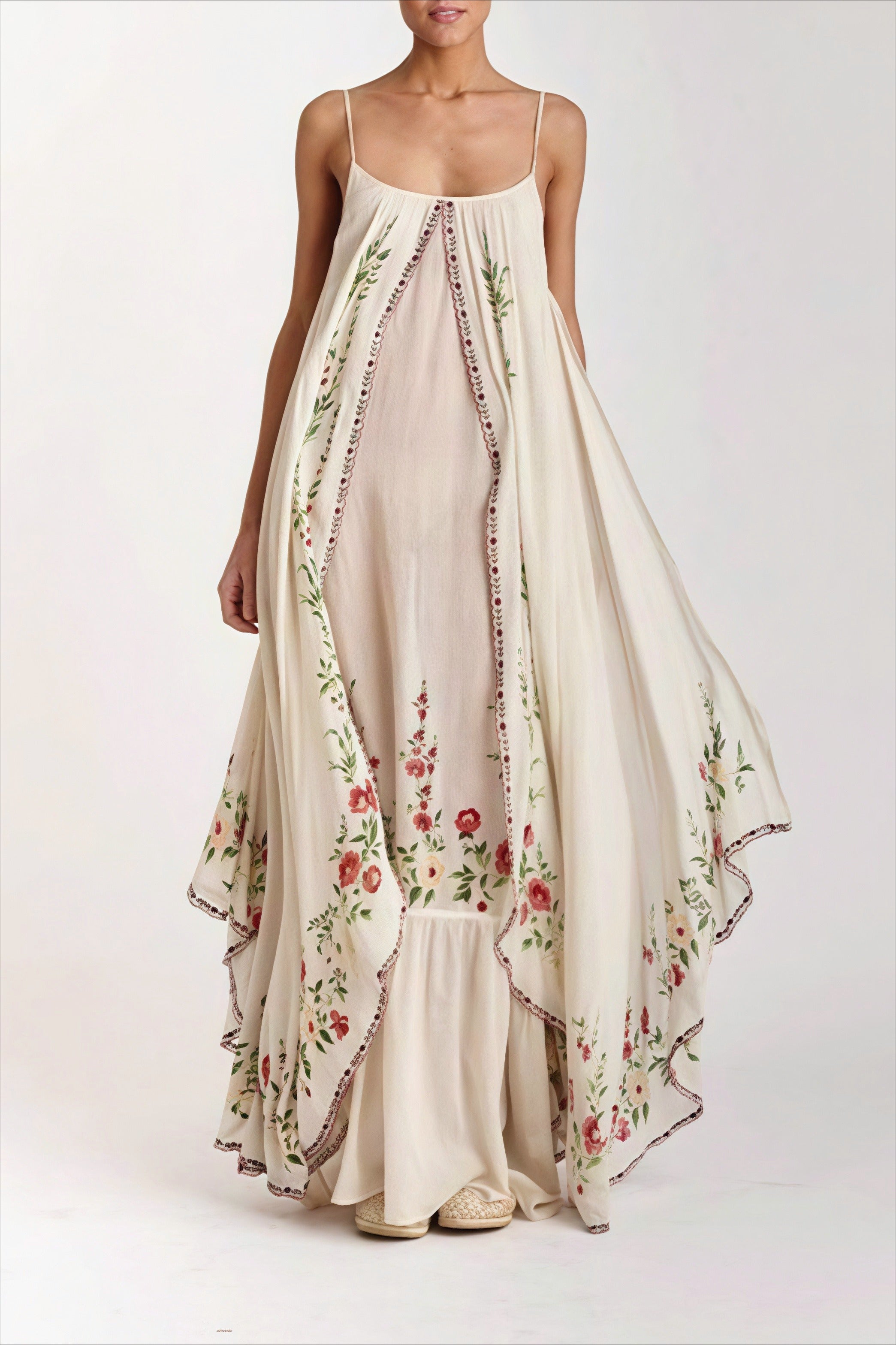 Print Tube Cami Flowy Hem Maxi Dress