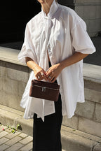 Stand Collar Tie White Elegant Blouse