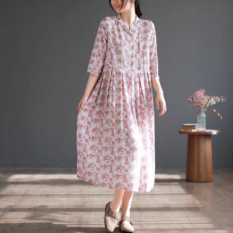 Summer Breathable Thin Cotton Casual Floral Dress