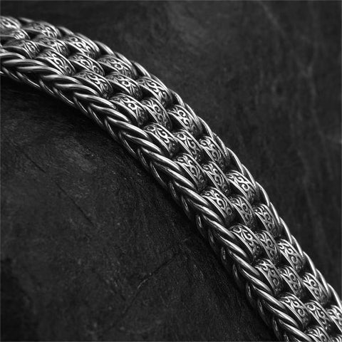 Sterling Silver Woven Rattan Grass Bracelet