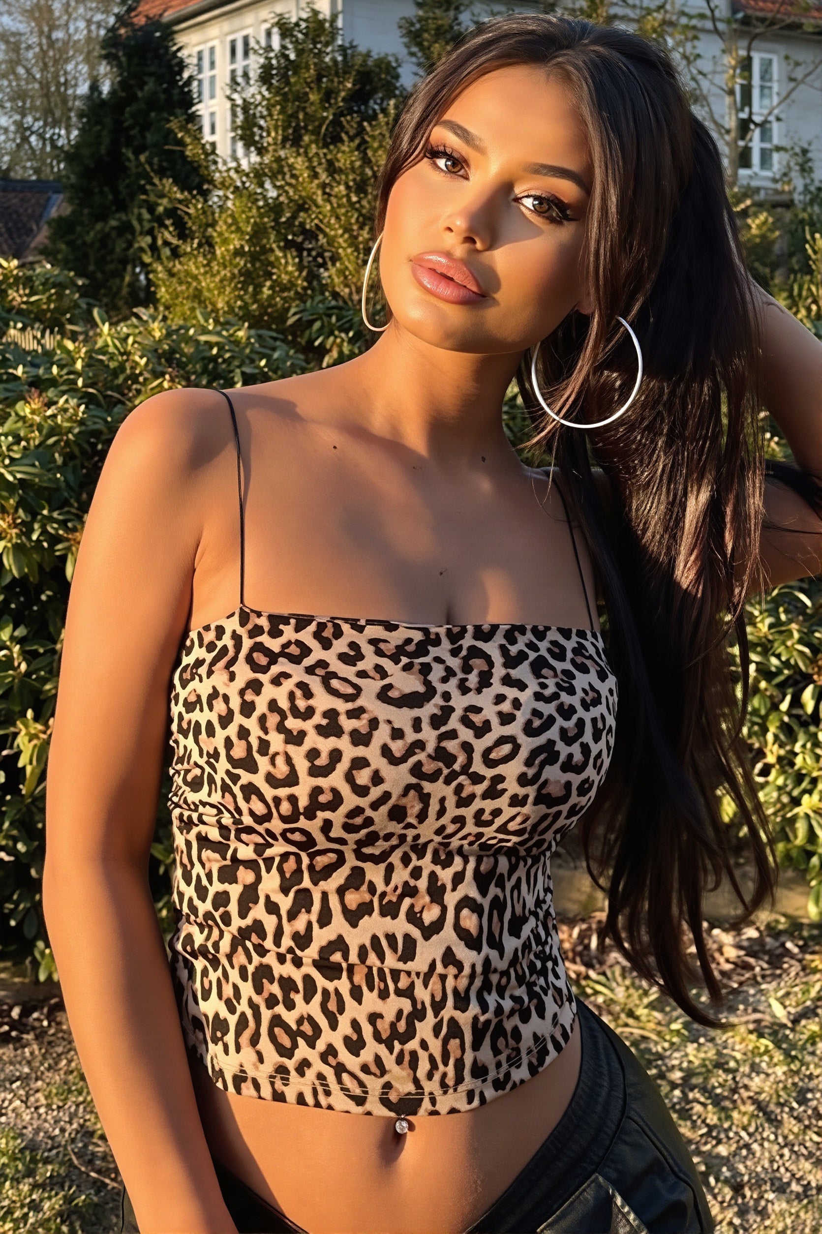 Leopard Cropped Bandeau Cami Top