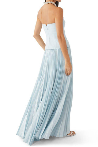 Vestido midi plisado con hombros descubiertos y escote corazón 