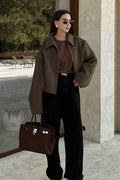 Minimalist Lapel Short Wool Coat