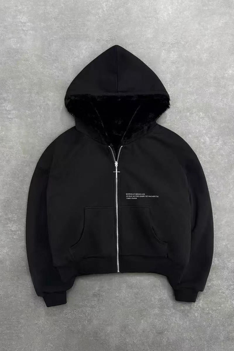 Reversible Vintage Leopard Zipper Hoodie