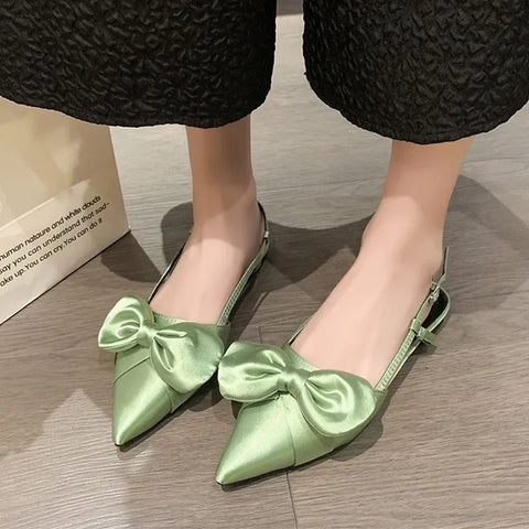 Bow Sexy Flats Sandals Women Shallow Dress Shoes Summer Casual Walking Women Shoes 2024 Designer Party Cozy Ladies Zapatillas