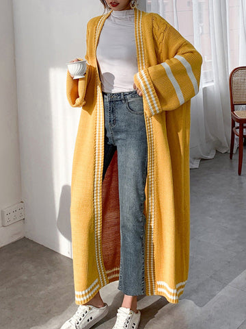 Urban Loose Cardigan-Mantel mit Streifen in Kontrastfarbe 