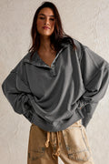 Oversized Split Collar Sweatshirt