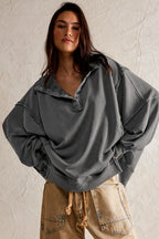 Oversized Split Collar Sweatshirt