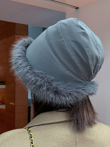 Women Winter Casual Solid Plush Warm Hat