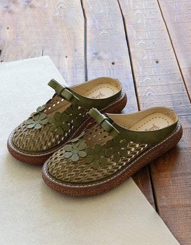 Pantuflas de plataforma retro con flores de verano para mujer 