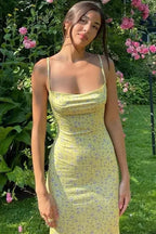 Cotton Floral Beach Print Suspender Maxi Dress