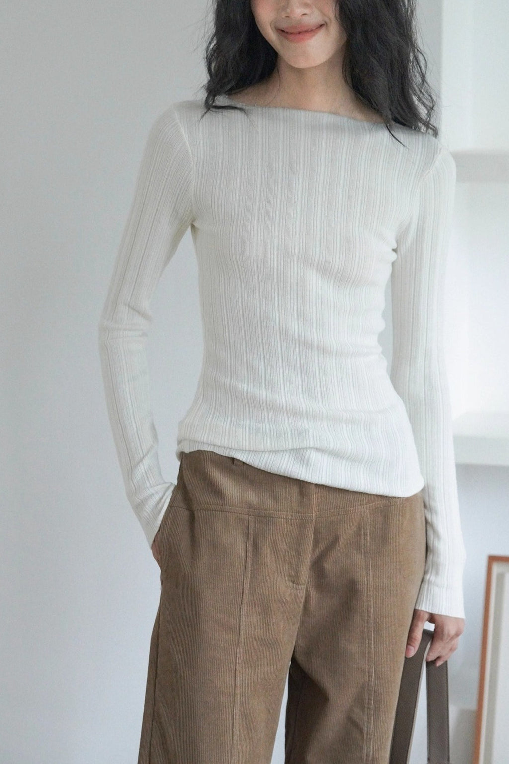 Semi-Sheer Unique Fitted Knit Top
