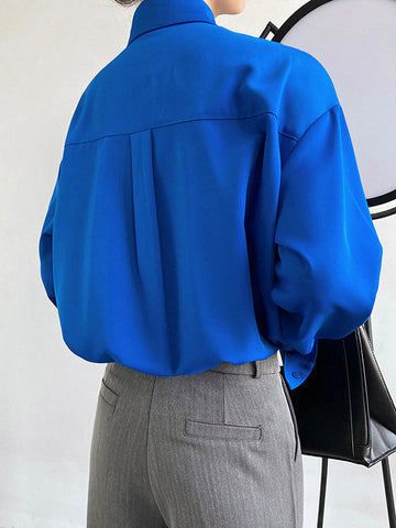 Blusa elegante de manga larga en tres colores lisos 
