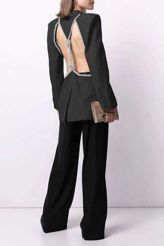 Rückenfreier Blazer mit Cut-Outs Schwarz 