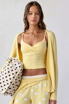 Casual Solid Cross V Neck Cami Top