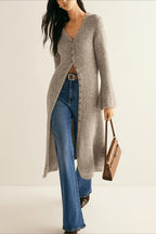 French Retro Elegant Long-Sleeve Mid-Length Knit Cardigan