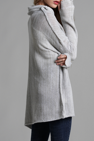 Casual Solid Split Joint Turtleneck Tops Sweater