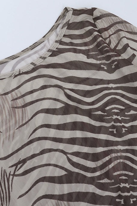 Sexy Mesh Zebra Print Sheer Blouse