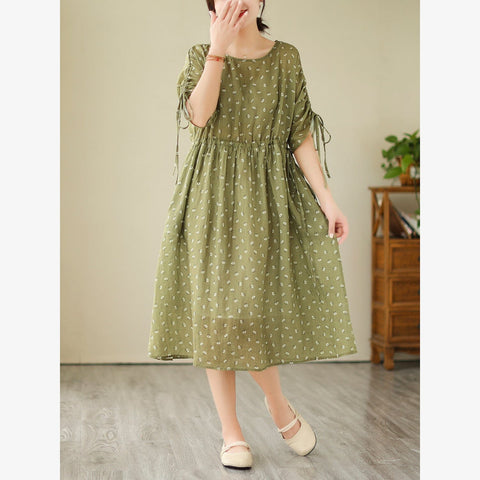 Summer Retro Casual Linen Floral Dress