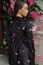 Satin Floral Long Sleeve Bodycon Maxi Dress