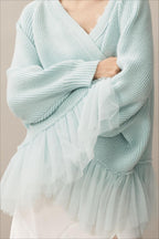 Sheer Ruffle Knit Cardigan