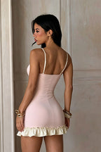 Sexy Halter Neck Color Block Slim Fit Bodycon Mini Dress