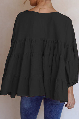 Tops casuales de moda con cuello en V y abertura en la parte superior lisa 