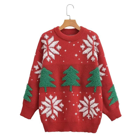 Suéter de mujer: Prendas de abrigo holgadas para otoño e invierno | Suéter navideño retro con diseño de estudiante coreano | Top de punto grueso 