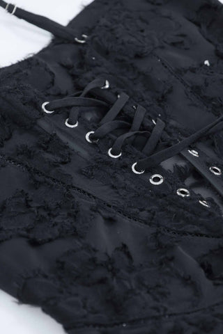 Maxikleid aus Jacquard mit Blumenmuster, Quasten und Schnürung 