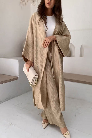Ruched Textured Oversized Kimono Cardigan
