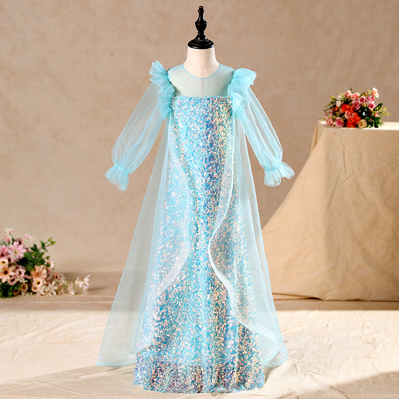 Ballkleider für kleine Mädchen, elegante Festkleider mit Pailletten, traumhaftes Prinzessinnenkleid für Kommunion und Party 